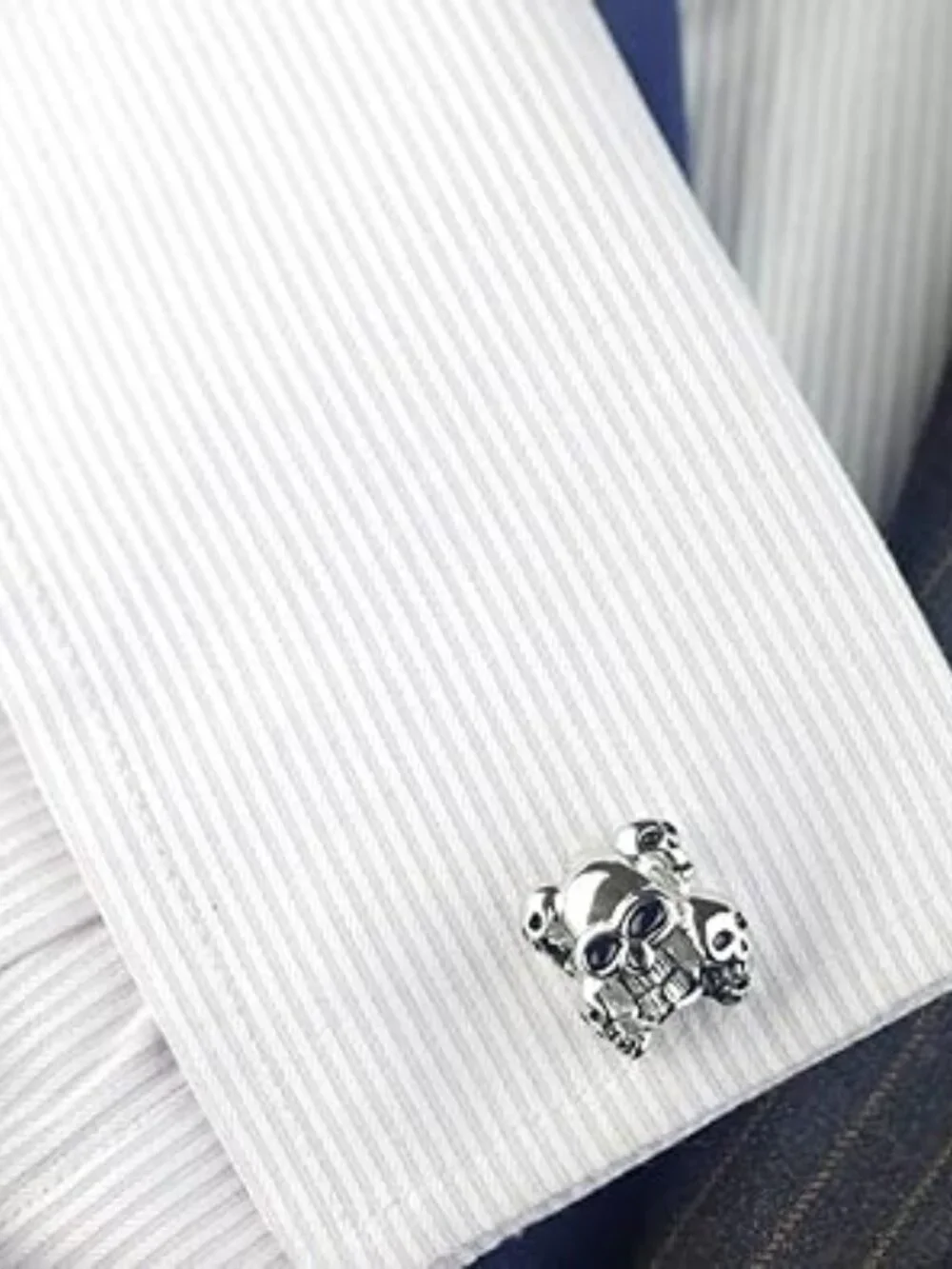 Men's Cufflink and Tie Clip Tie Bar Set Skulls Goth Punk Rock
